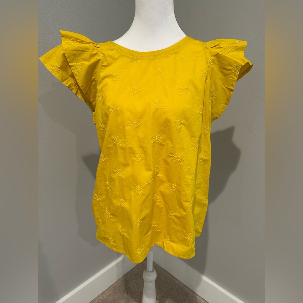 GAP Yellow Ruffle Sleeve Top